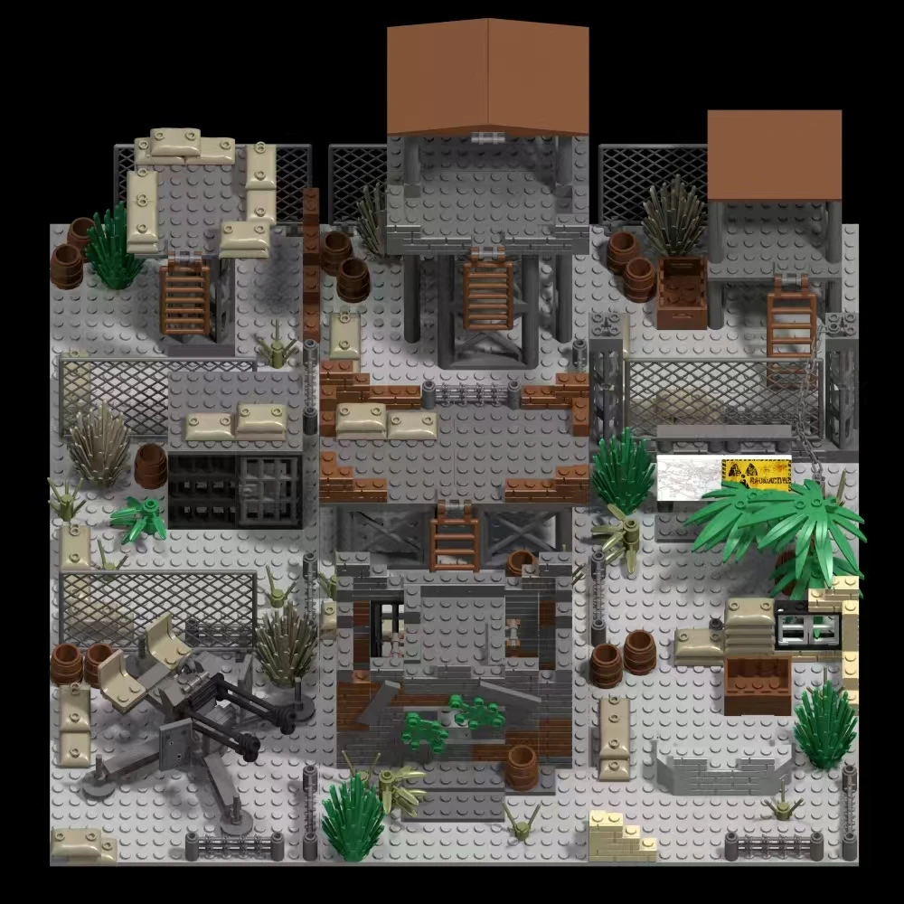 WW2 جنود الجيش العسكري الحرب العالمية 2 قاعدة عسكرية برج المراقبة نموذج تجميع اللبنات الطوب لعب الأطفال ذاتية الصنع