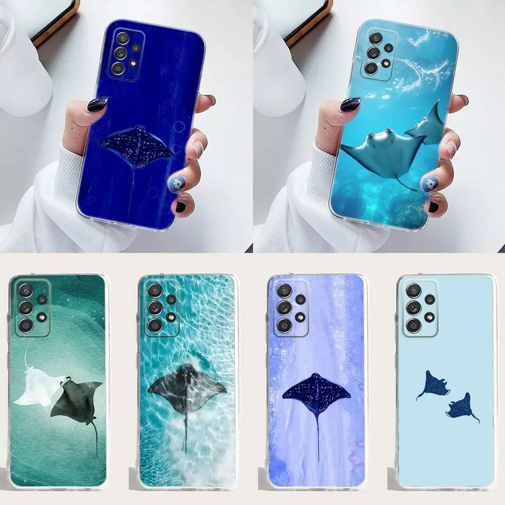 

Ocean Animal Manta Ray Phone Case Silicone For Samsung S30,23,21,22,20 FE lite,S10,9,PIus Note20ultra Soft Transparent