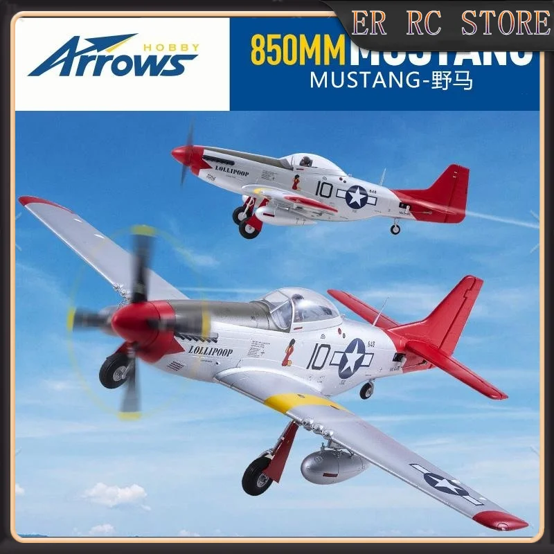 Flechas p51 "mustang" avião elétrico rc 850 mm envergadura simulação modelo da segunda guerra mundial aeronave de controle remoto para iniciantes