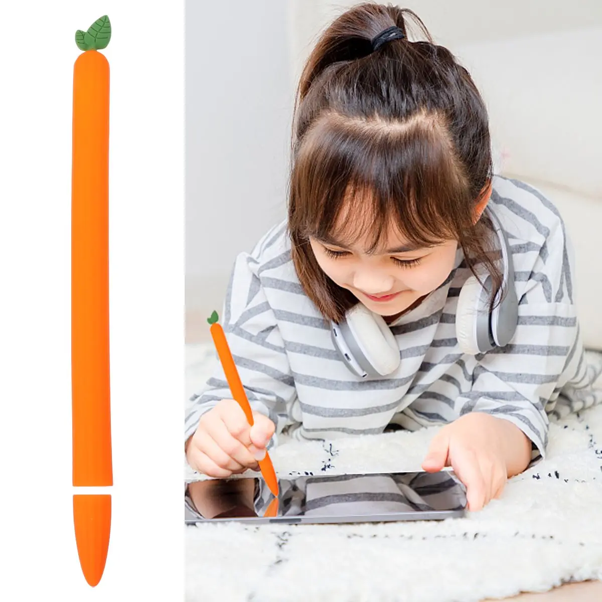 

Silicone Carrot Stylus Pen Protector Cute Stylus Cover Carrot Design Non Slip Grip Protective Case for Touch Pen Handwriting