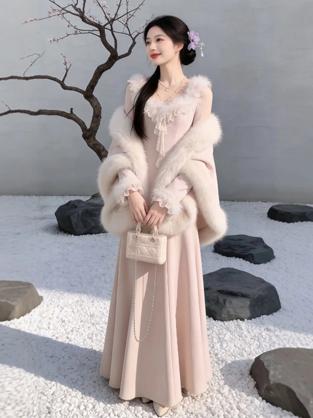 

Уникальный вязаный комплект: пальто и юбка, коллекция Ele Windy Spring, с высокой талией, длинными рукавами, V-образным вырезом, комфортный, средней плотности.