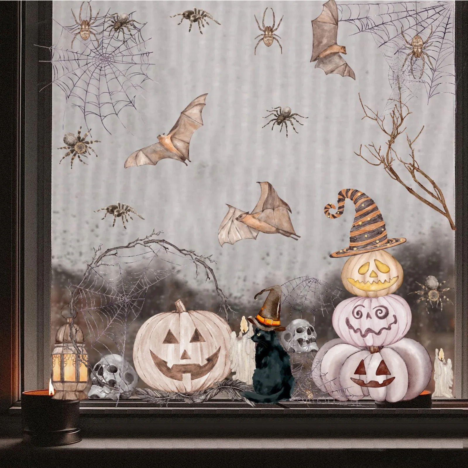 

Halloween Creative Wall Stickers Scary Home Window Pumpkin Bats Window Stickers Holiday Party Decoration Sticker