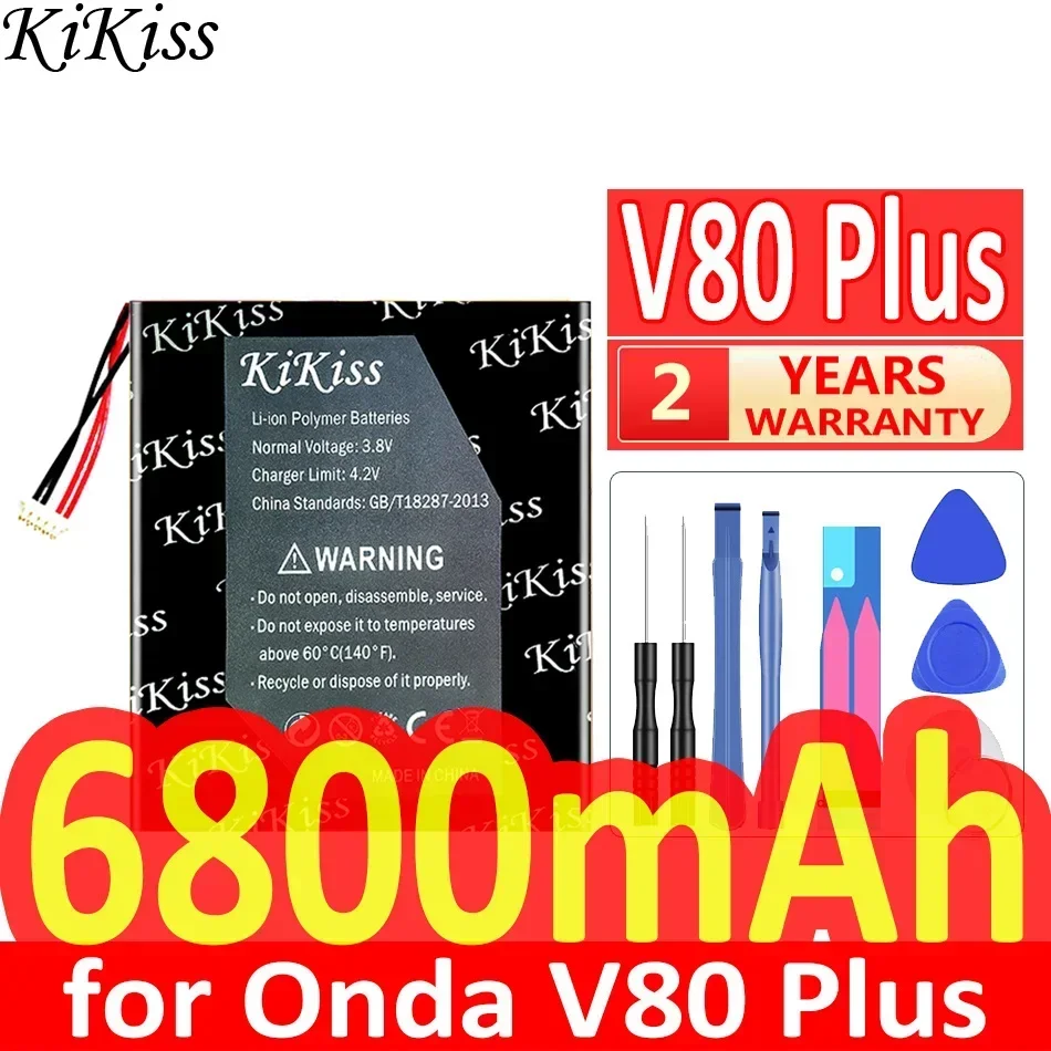 KiKiss Battery 6800mAh V80 Plus (5-Wire Plug) for Onda V80Plus OC801 OI100 V80SE OI101