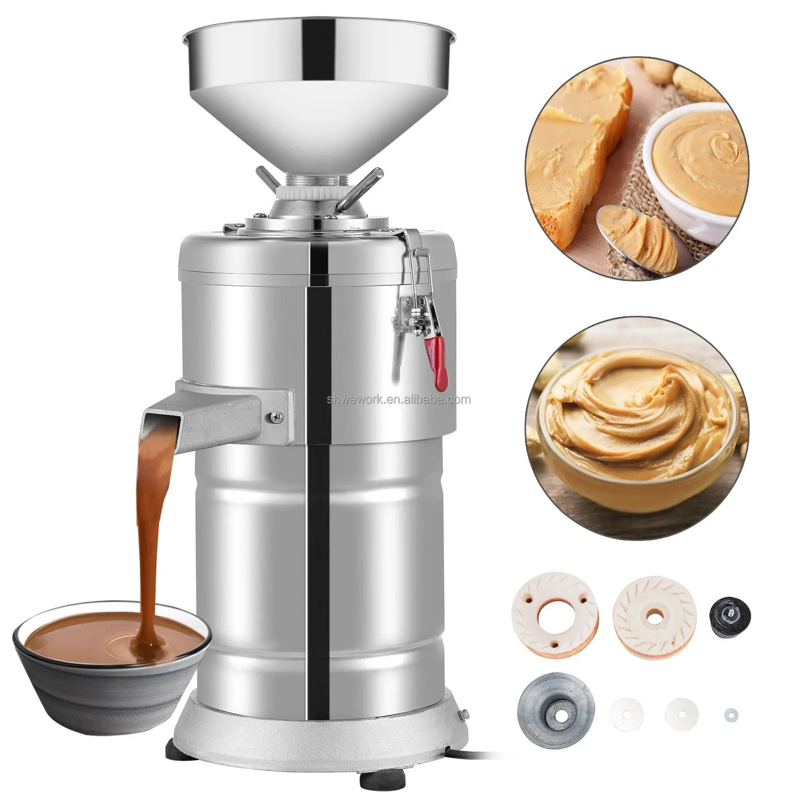 

WeWork Commercial Peanut & Sesame Grinding Machine 15000g/h Stainless Steel Butter Maker For Peanuts Sesame Walnuts