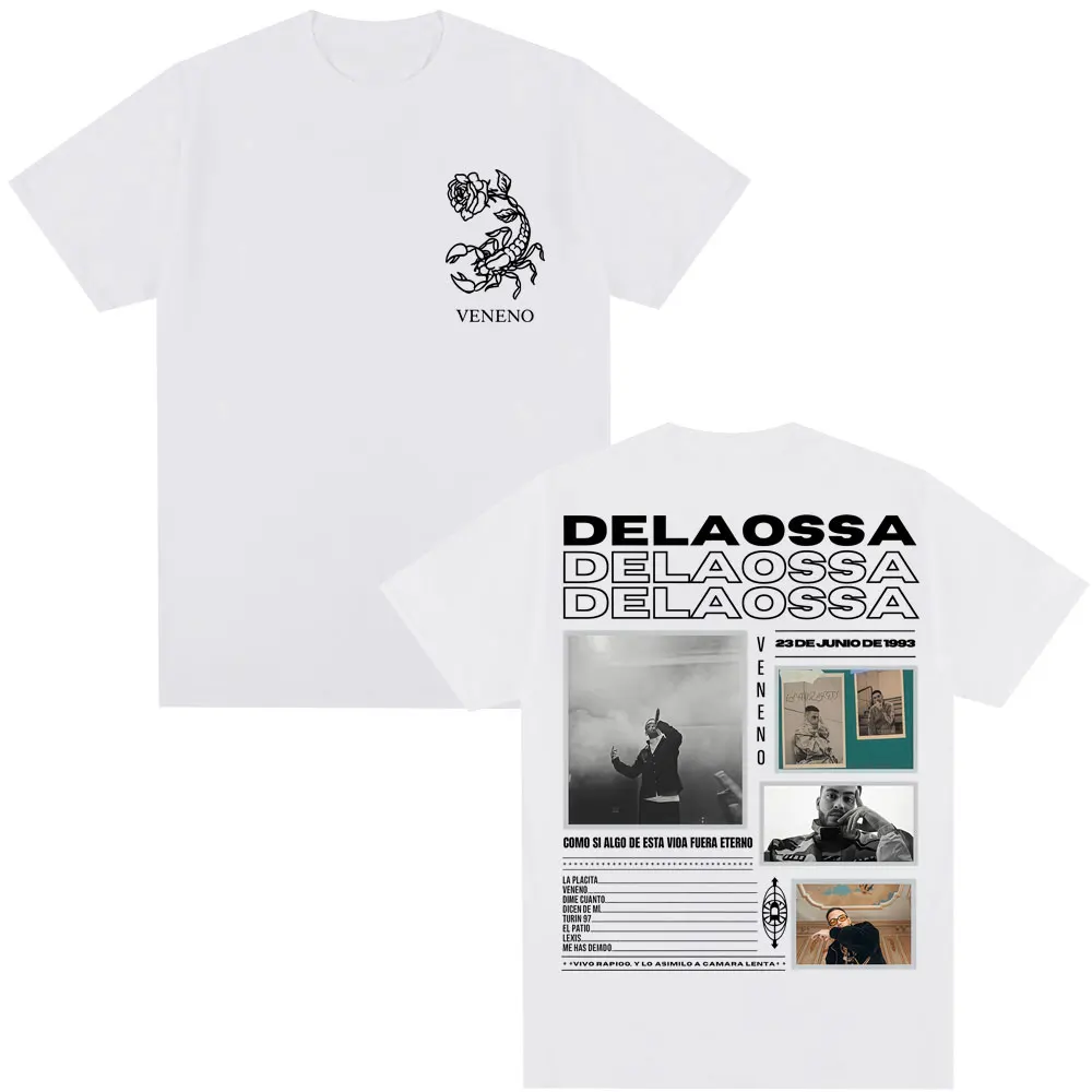 Rapper Delaossa Veneno Album 2025 Tour T Shirts Men's Fashion Hip Hop Gothic T-shirt Loose Casual 100% Cotton Short Sleeve Gifts