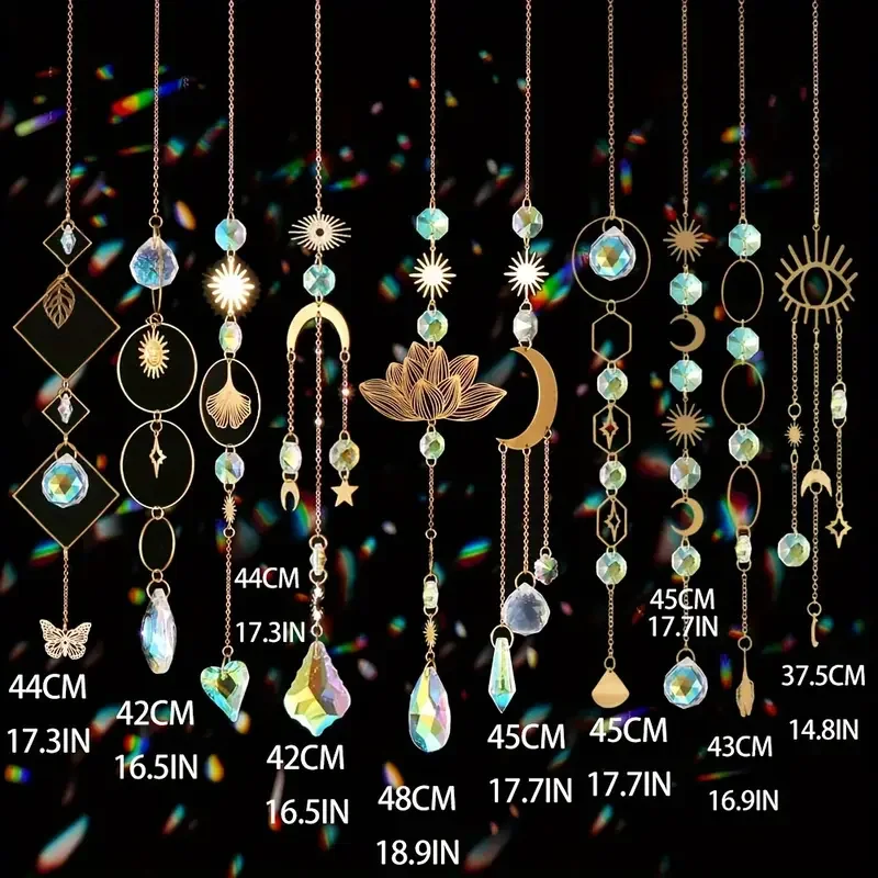 

10 шт., французские деревенские ловцы солнца в форме лотоса, цветное стекло, изготовление радуги, подвесной декор для дома, сада, рождественские украшения