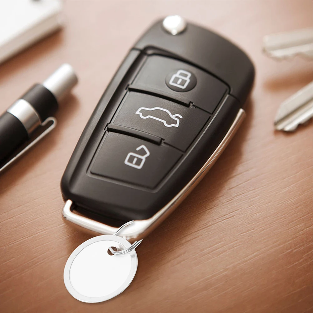 

200Pcs Round Key Tags Metal Labels for Car Keys Door Keychains Writable Identification Tags for Home Office Organization