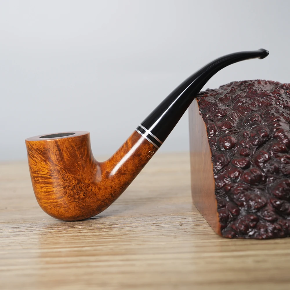 tobacco pipe, hand carved pipe, classic curved handle pipe, solid wood bucket, 9mm pipe channel, Father's Day gift