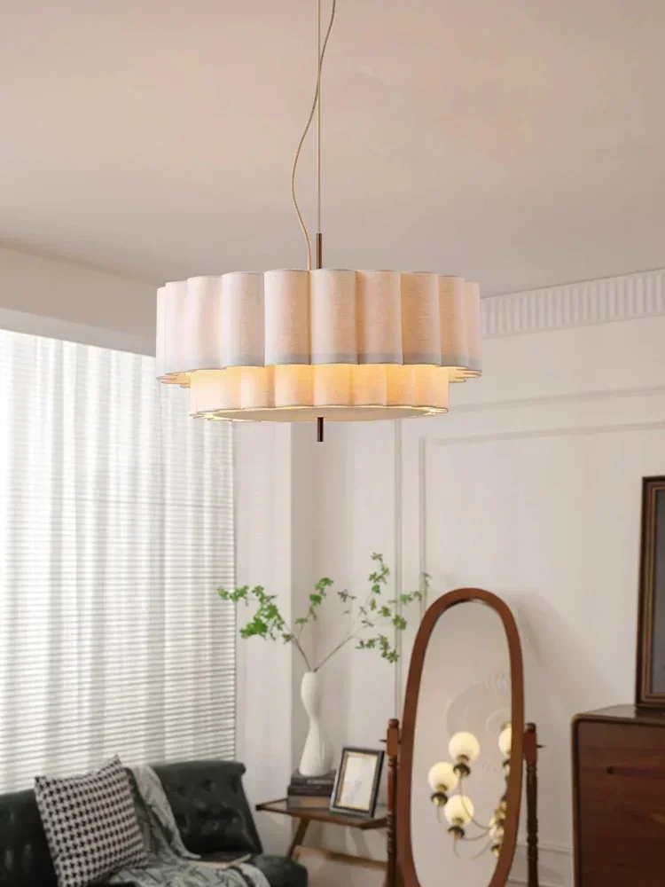 

Wabi Sabi Linen Chandelier Living Room Dining Bedroom Hanging Lamp Home Decor Lighting Fixture Modern Retro Fabric Pendant Light