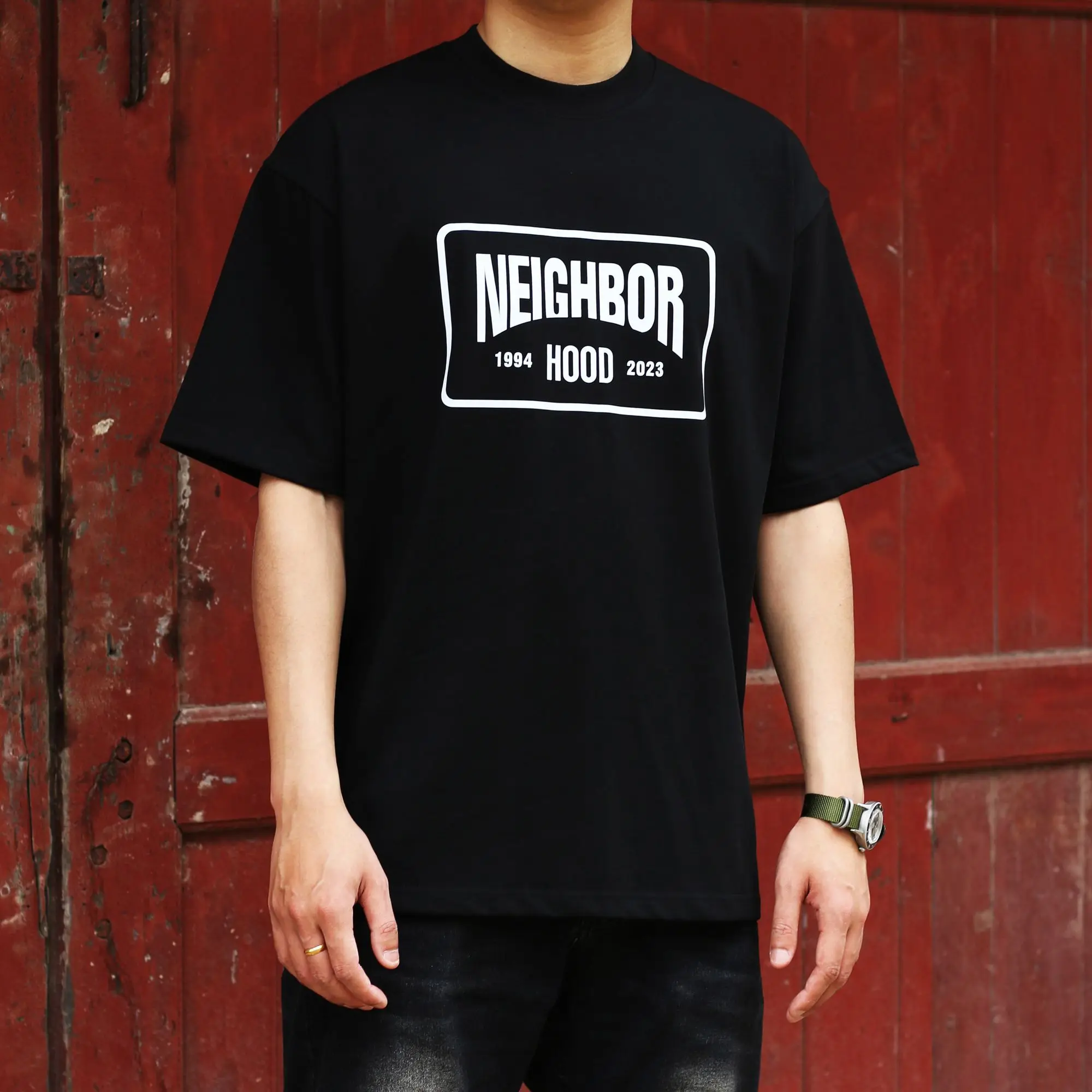 NEIGHBORHOOD NBHD Heavy‑Weight 280GSM Printed Short‑Sleeve T‑Shirt Loose Casual Summer Unisex Couple Matching Daily Tops