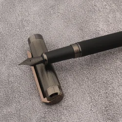 Luxury Frosted Leather Fountain Pen EF Black Nib Gun Grey Business Office School Supplies Writing Ink Pen