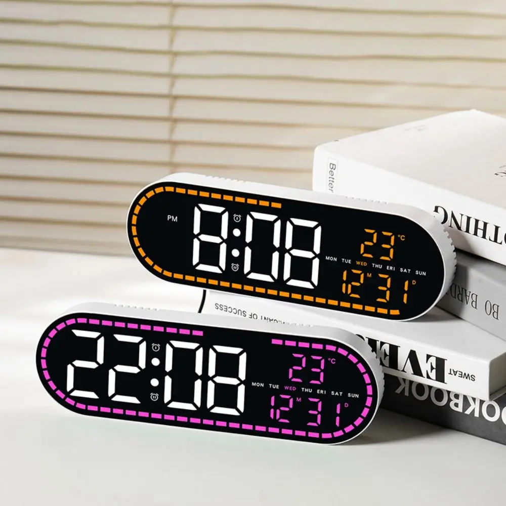 Wall-mounted Electronic Wall Clock Temperature Multi-functional Digital LED Clocks DST 12/24H Display Table Clock for Bedroom