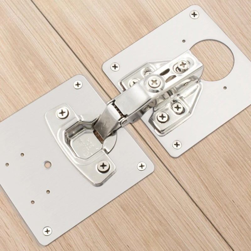 Stainless Steel Cabinet Door Hinge Repair Plate Kit Furniture Cupboard Hole Fixing Mounting Bracket Hinge Hole Repair Tool