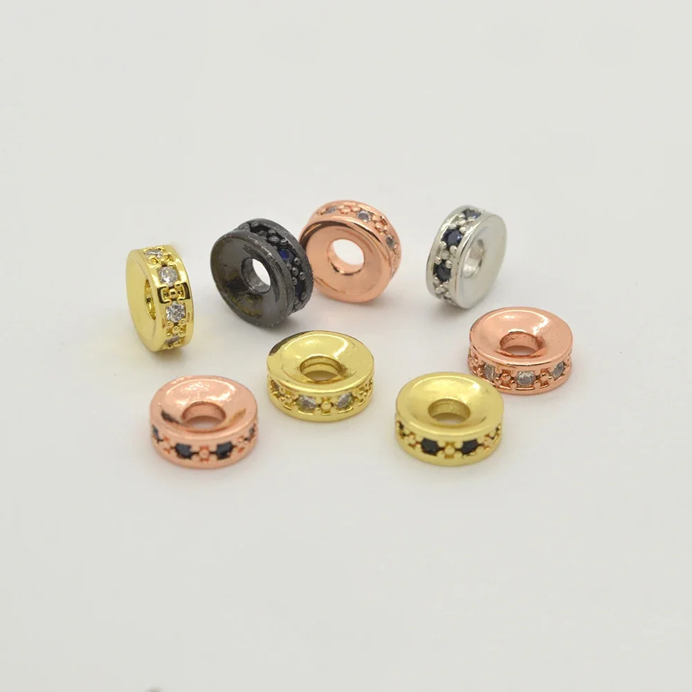 

Round Wheel Shaped Spacer Beads Diy Jewelry Accessories for Bracelets Necklaces Chains Making Brass Zircon Loose Beads Wholesale