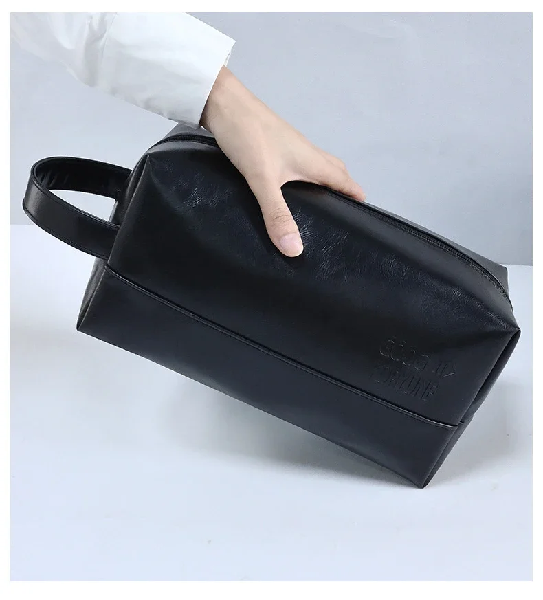 Zipper PU Leder Männer Business Tragbare Lagerung Tasche Toilettenartikel Organizer Frauen Reise Kosmetik Tasche Hängen Wasserdichte Waschen Beutel – Detail 5