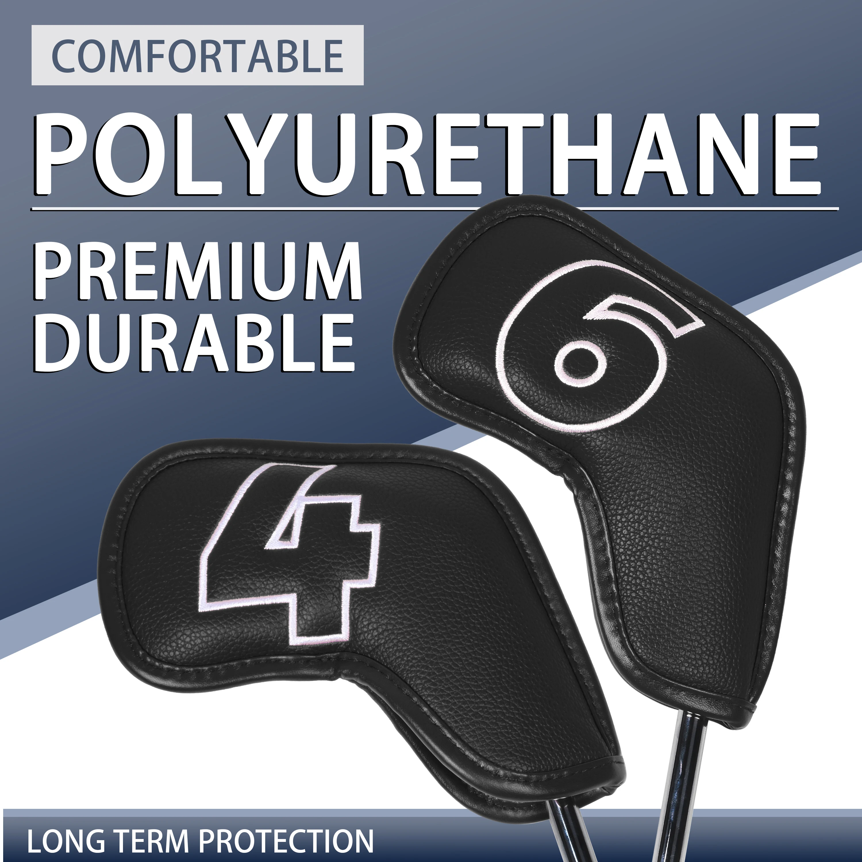Magnetic Closure Golf Iron Head Covers Set, Premium PU Leather Waterproof Club Protectors with Large Numbers image 2