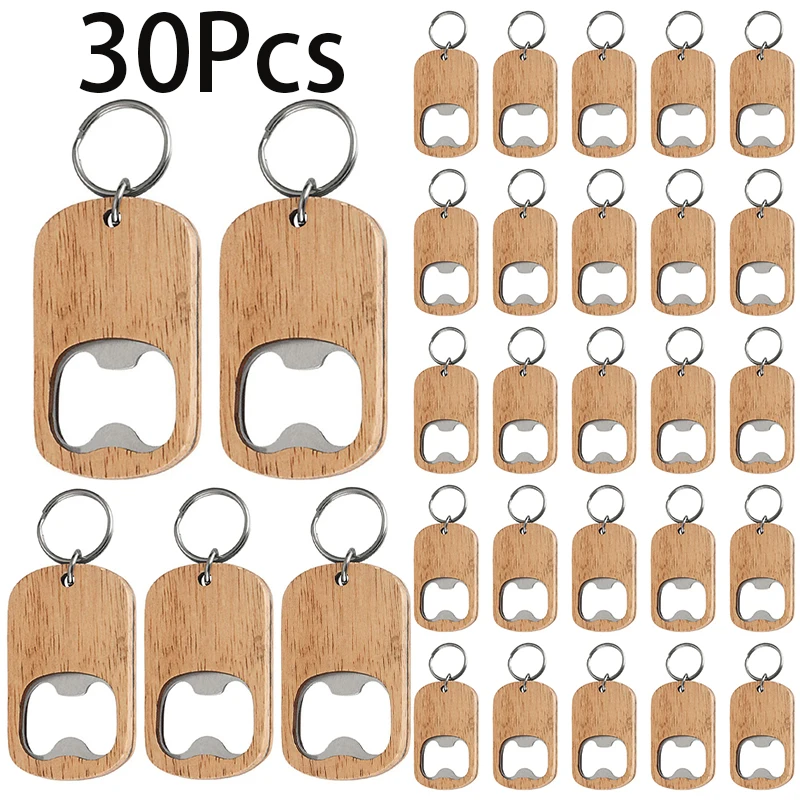 

30Pcs Wine Bottle Opener Gift Beer Openers Keychain Key Bottle Opener Flat Beer Bottle Openers Bottle Lid Opener Remover Wooden