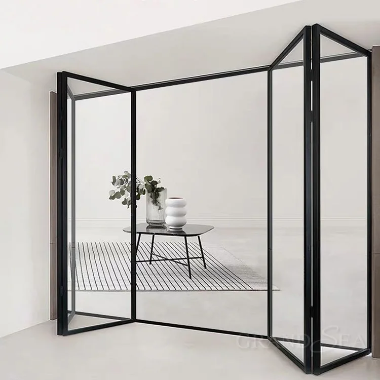 Exterior Door Gate Foldable Aluminum Accordion Corner Accordion Folding Doors