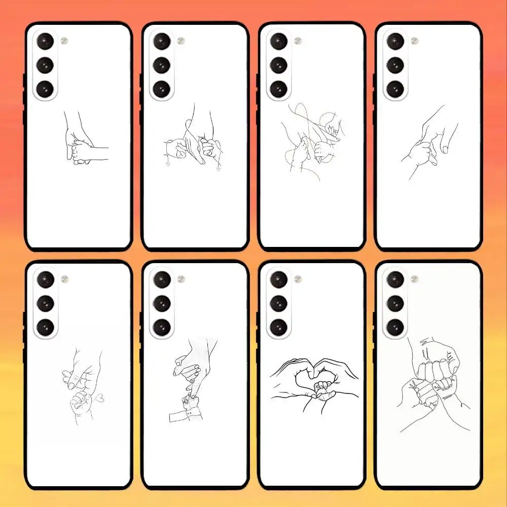 

Mom Daughter Son Dad Hold H-Hands Phone Case For Samsung Galaxy A73,A21s,A22,A31,A52,A53,A71,A41Soft Black Shell