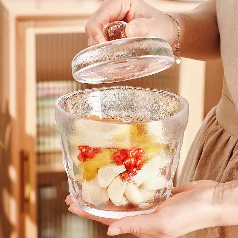 

Japanese Style Hammer Patterned Kimchi Jar Glass Overnight Kimchi Jar Household Heat-resistant Glass Storage Jars with Lid