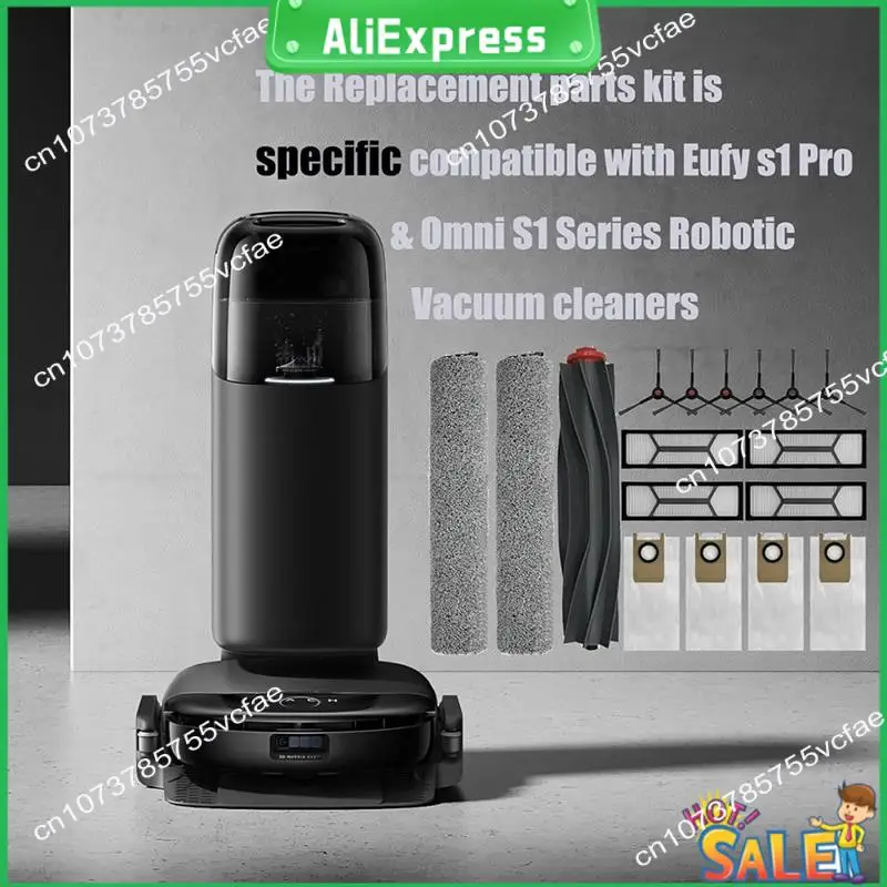 A04R S1 Pro Replacement Parts Main Brush X1,Side Brush X6, Washable Filter X4 Dust Bag X4, Rolling Mop X3
