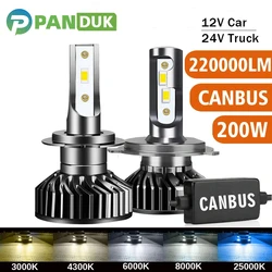 Panduk H7 H4 LED 220000LM 200W Canbus Headlight H1 H8 H9 H11 9005 9006 Hb3 Hb4 Led Bulb Lamp for Car 12V 24V Truck 4300K 6000K