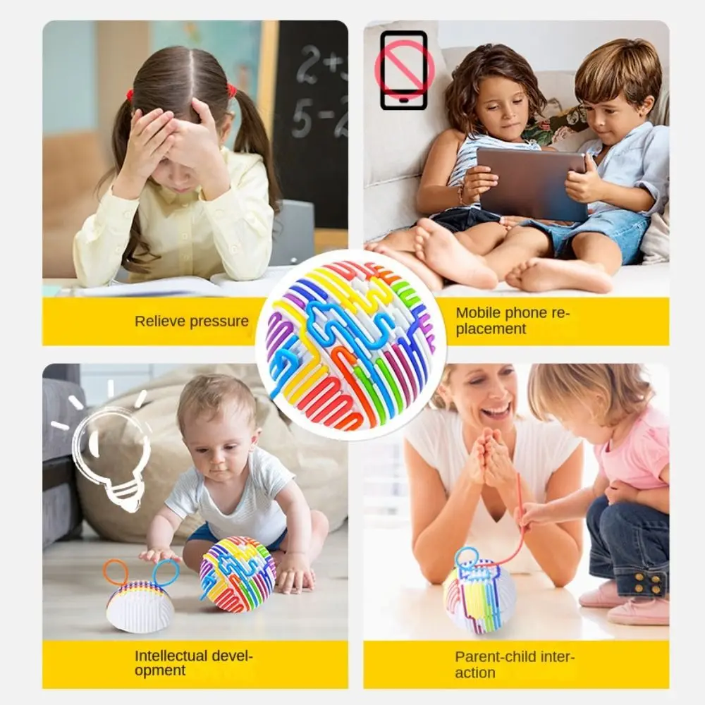 

3D Stereoscopic Montessori Sensory Activity Ball Silicone Material Twist Rope Motor Skills Ball DIY Design Rainbow Color