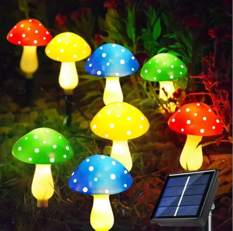 

12pcs LED Solar Mushroom Light Outdoor Garden Decor Waterproof Fairy Solar String Light Pathway Lawn Garden Light solar lights