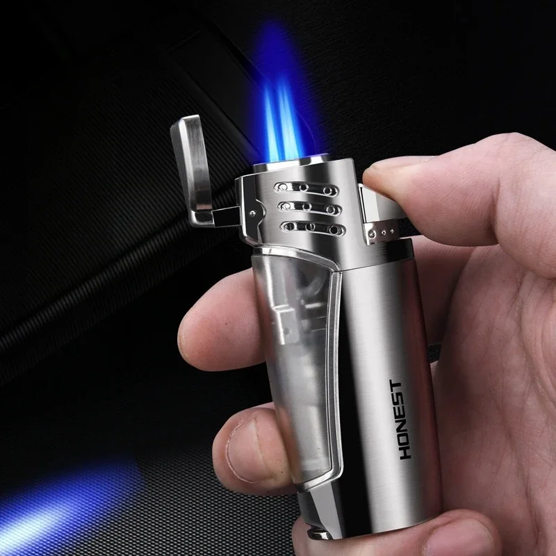 HONEST Lighter Metal Personality Multifunctional Inflatable Cigarette Lighter High Power Outdoor Cigar Camping Ignition Tool