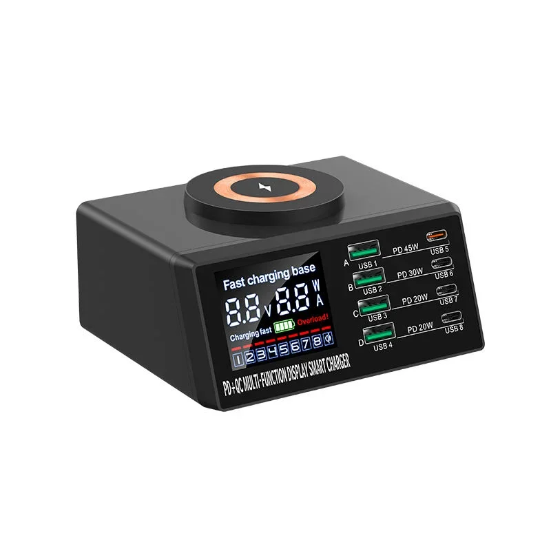 Fast Charger Digital Display Desktop USB Type C 45W PD3.1 PPS QC4.0 Support Wireless Quick Charger For Laptop Tablet Phone