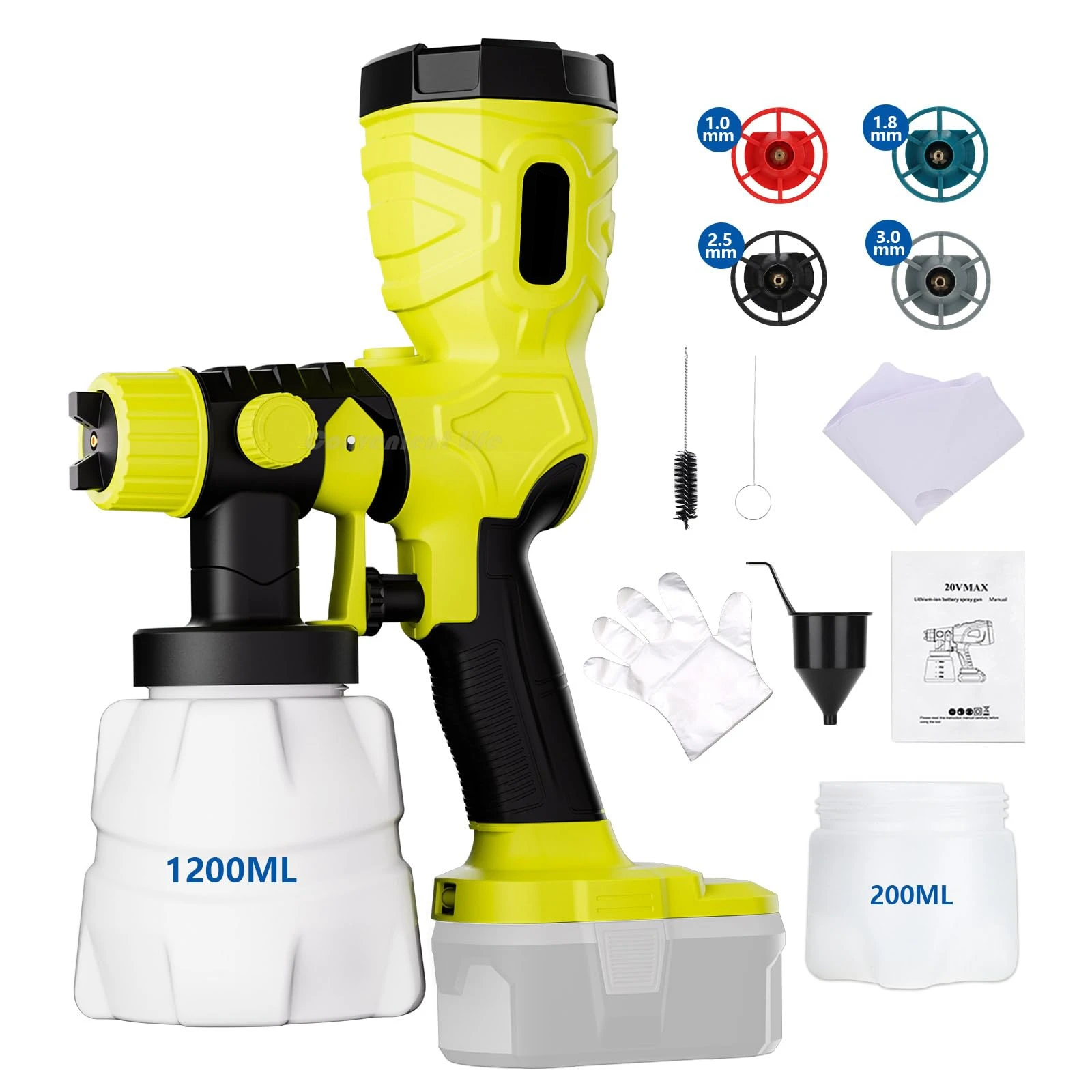 Pistolet de pulvérisateur de peinture sans fil pour batterie Ryobi 18V 42000rpm 1200ML Pistolet de p