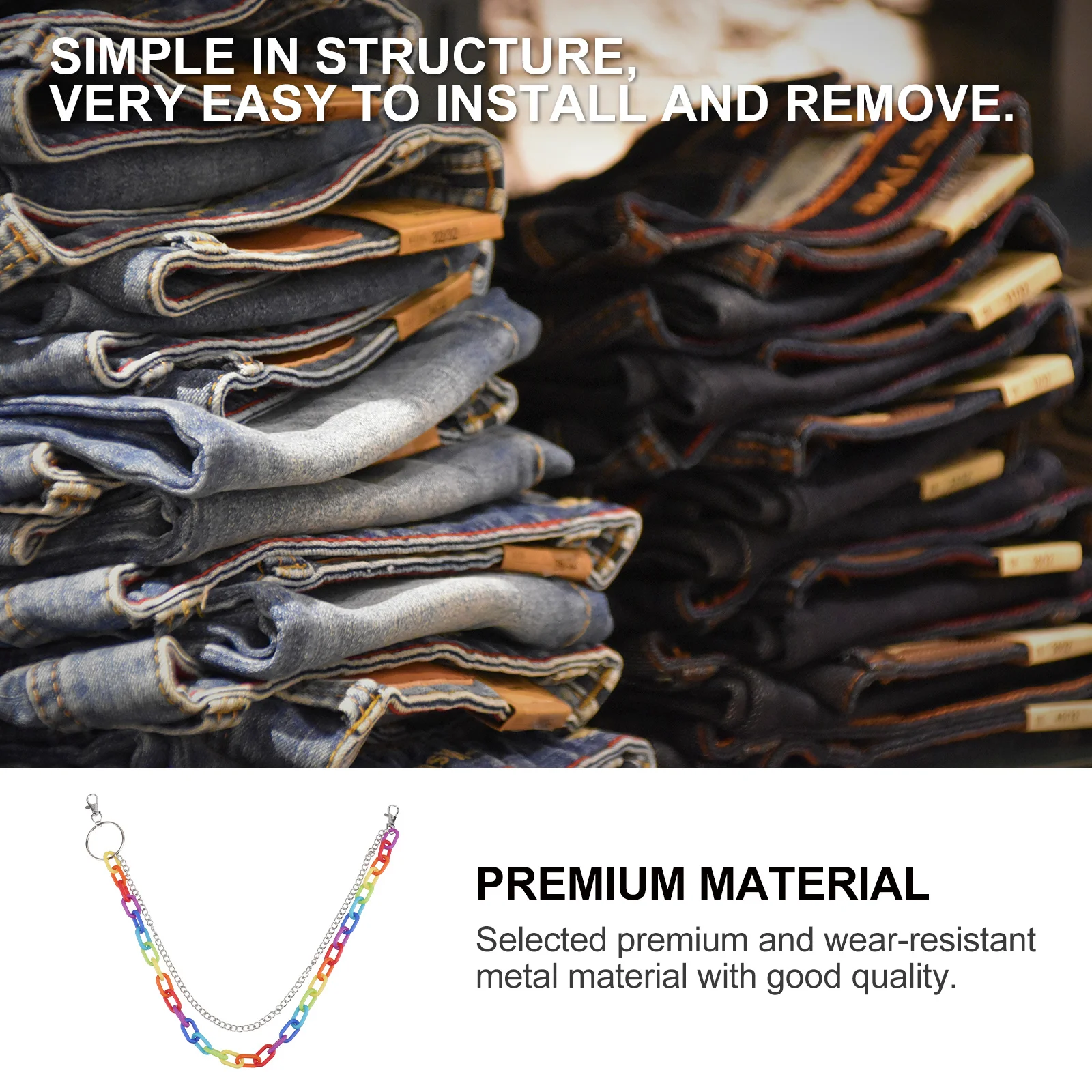 1 قطعة قوس قزح النمذجة الخصر سلسلة السراويل الملونة سلسلة شيك موضة الخصر مجوهرات الملابس ديكور الإكسسوار للنساء