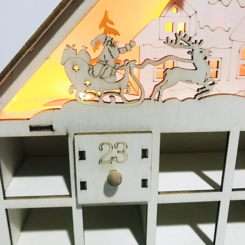 custom.Handmade Wooden Calendar Box Elegant Countdown Decorations Engraved Design Holiday Gi