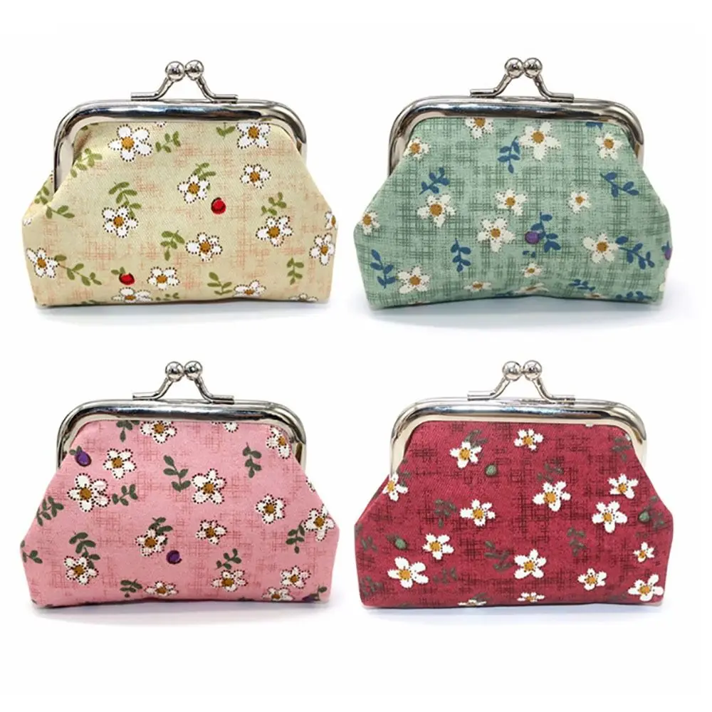 Flower Print Mini Money Clip Coin Pouch Purse Small Wallet Clutch Bag Coin Storage Bag