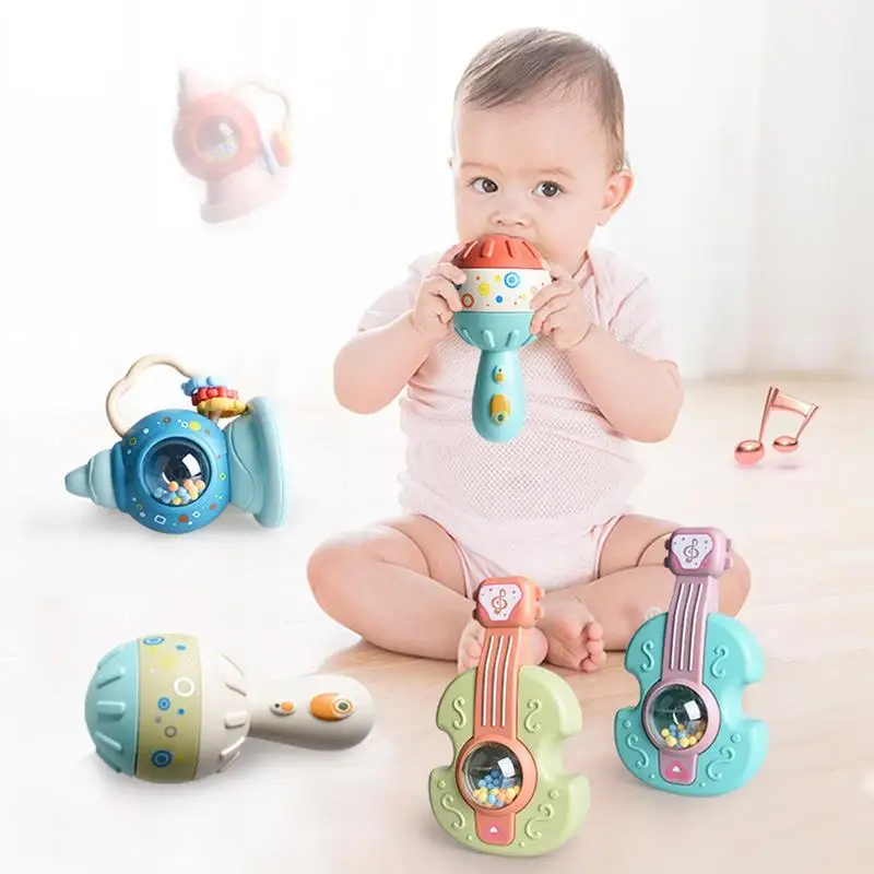 Newborn Rattle Educational Rattles For Babies 0-6 Months Newborn Toys Infant Sensory Learning Toys With Teether Sound Musical