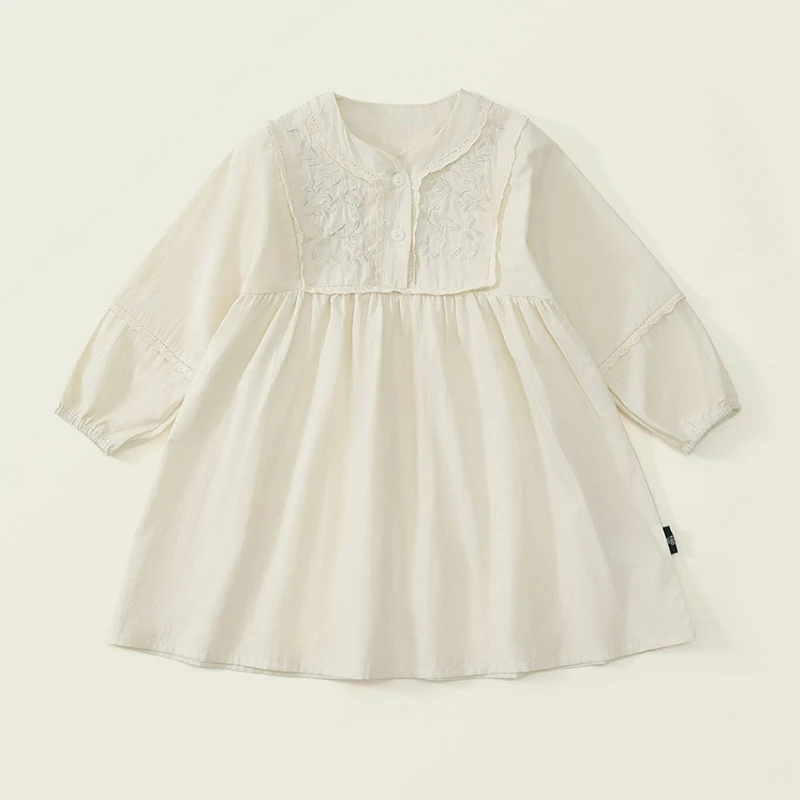 Girls' Embroidered Dress 2025 Autumn New Style Children's French Retro Palace Style Long Sleeved Princess Dress for Girls