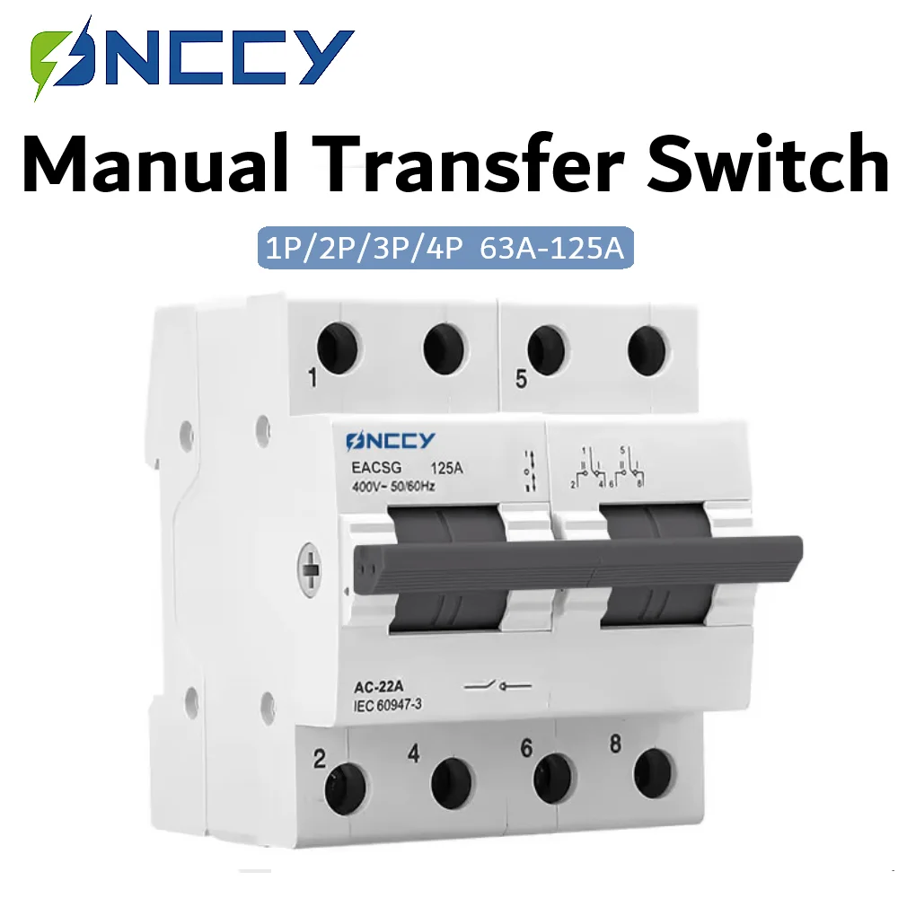 ONCCY 1P 2P 3P 4P 63A 80A 100A 125A MTS Dual Power Manual Transfer Switch Interlock, change over switch 220V 240V 415VAC