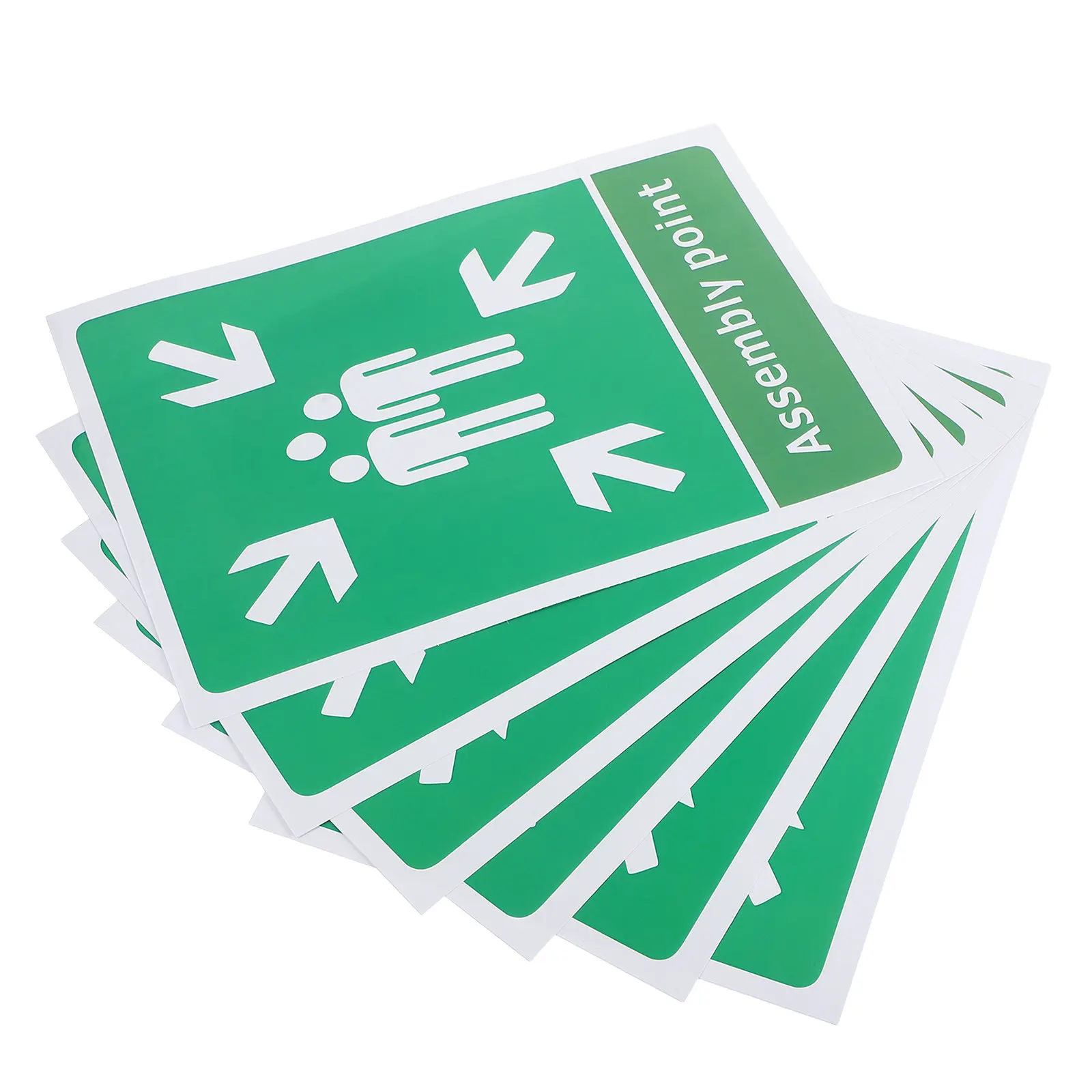 5Pcs Self-Adhesive Emergency Assembly Point Sign PVC High Visibility Safety Decal for Business Office Shop Park Garden Bar