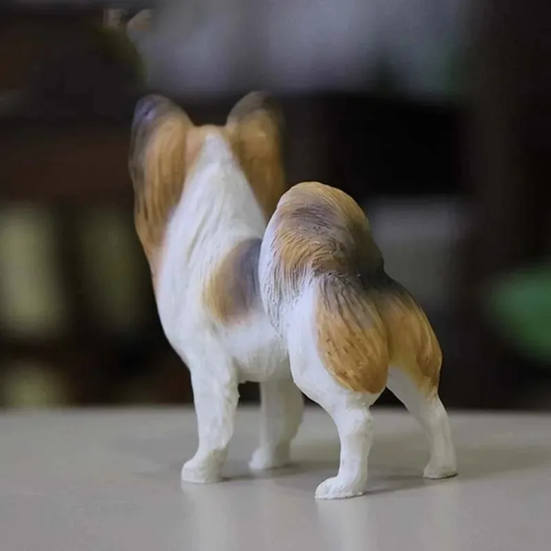 Mini modelo de perro Babylonian Papillon a escala 1/6 para decoración de simulación de 12 pulgadas figuras de juguete hechas a mano