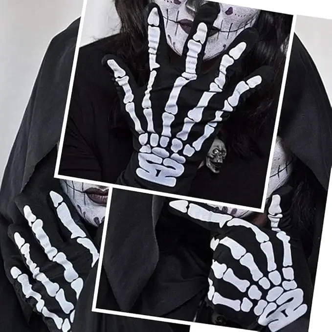 1 para męskie rękawiczki rękawiczki moda męska Horror czaszka pazur kość zaopatrzenie firm sprzyja Halloween DIY dekoracje