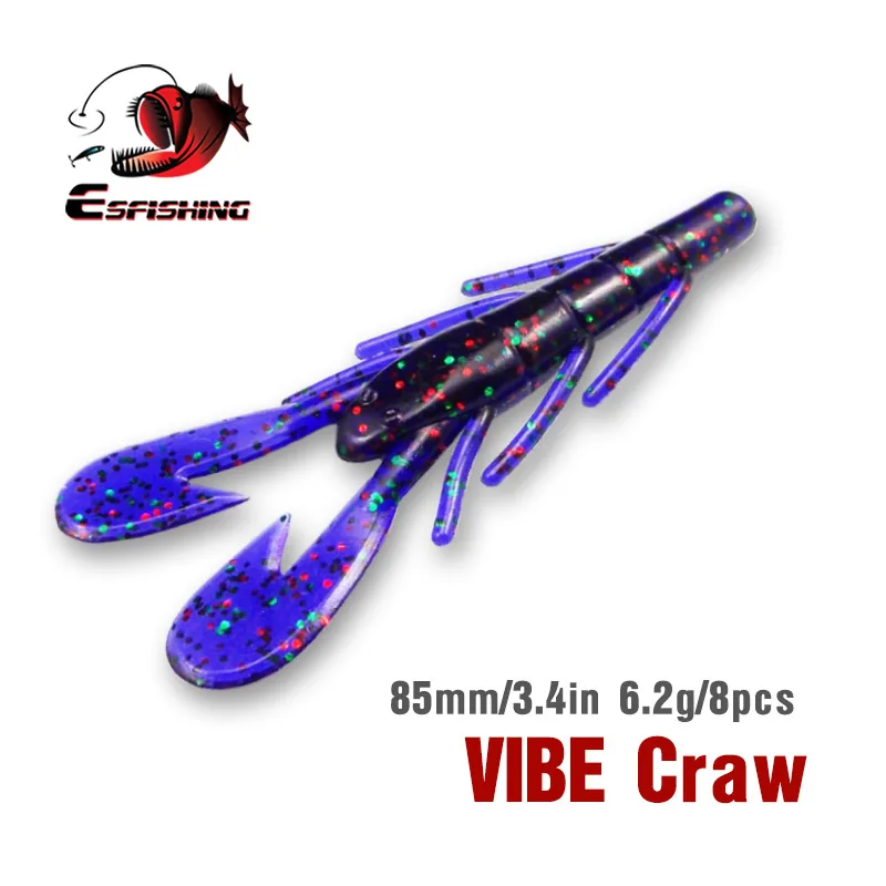 KESFISHING Lures Vibe Craw 85mm Artificial Soft Bait Crawfish Leurre souple Bass Fishing Accessories Double Colors Free Shipping