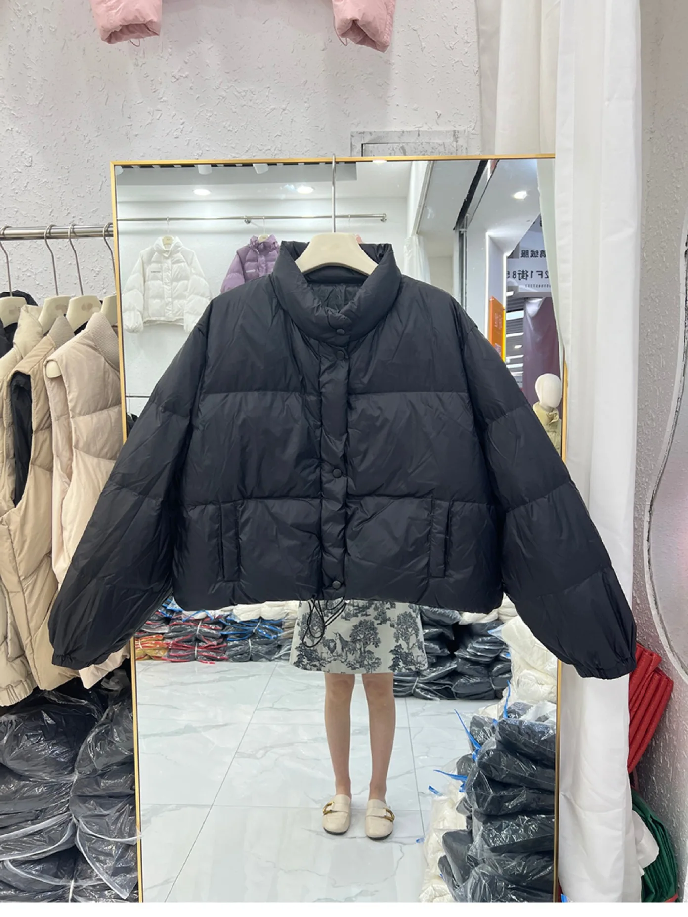 Parkas Women Short Coats Jackets Full Sleeve Thick Warm Y2k Streetwear Stand Collar Elegant Jacket Work Coat Autumn Winter