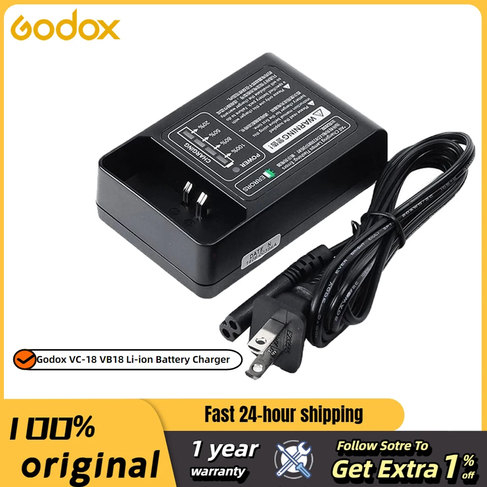 Godox VC-18 VB18 cargador de batería de iones de litio para Godox Ving V860II-C V860II-N V860II-S V850II cámara Flash Speedlite