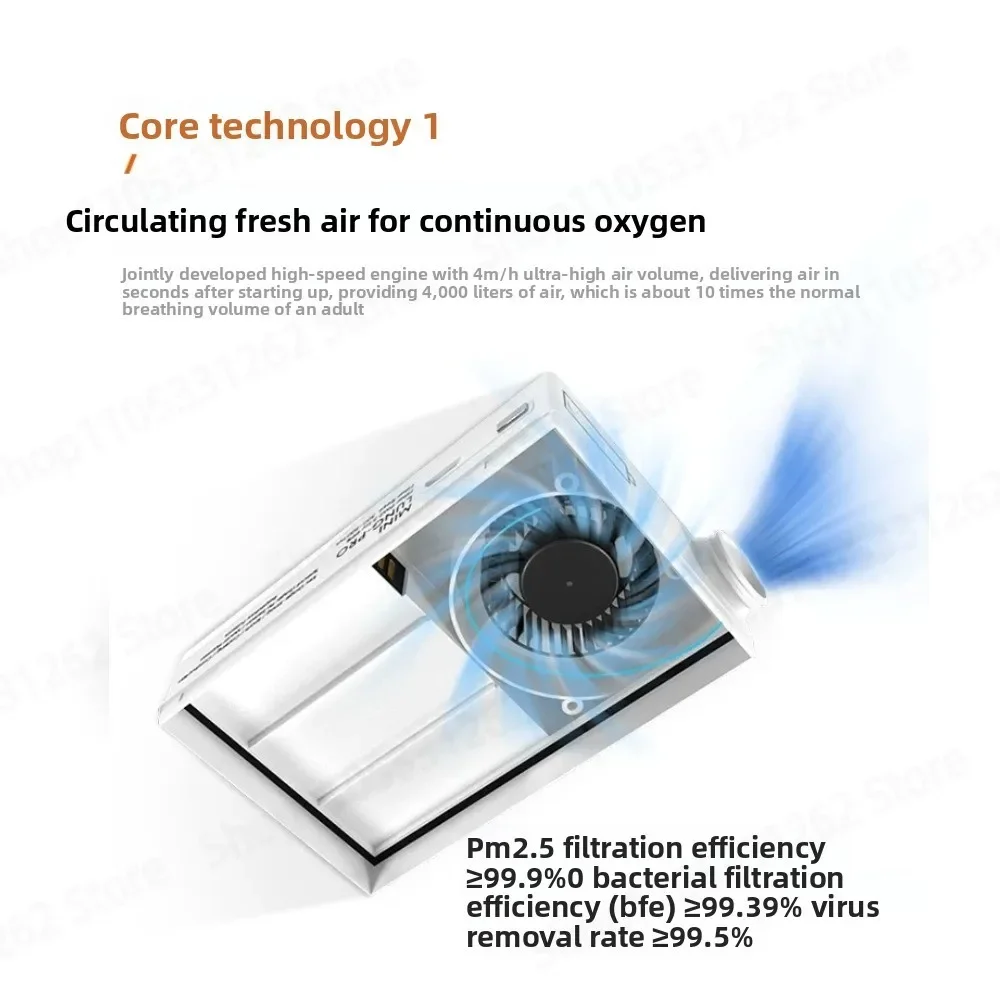 Personal Positive Pressure Wearable Air Purifier with H13 HEPA Filter for PM2.5 Dust Allergen Removal