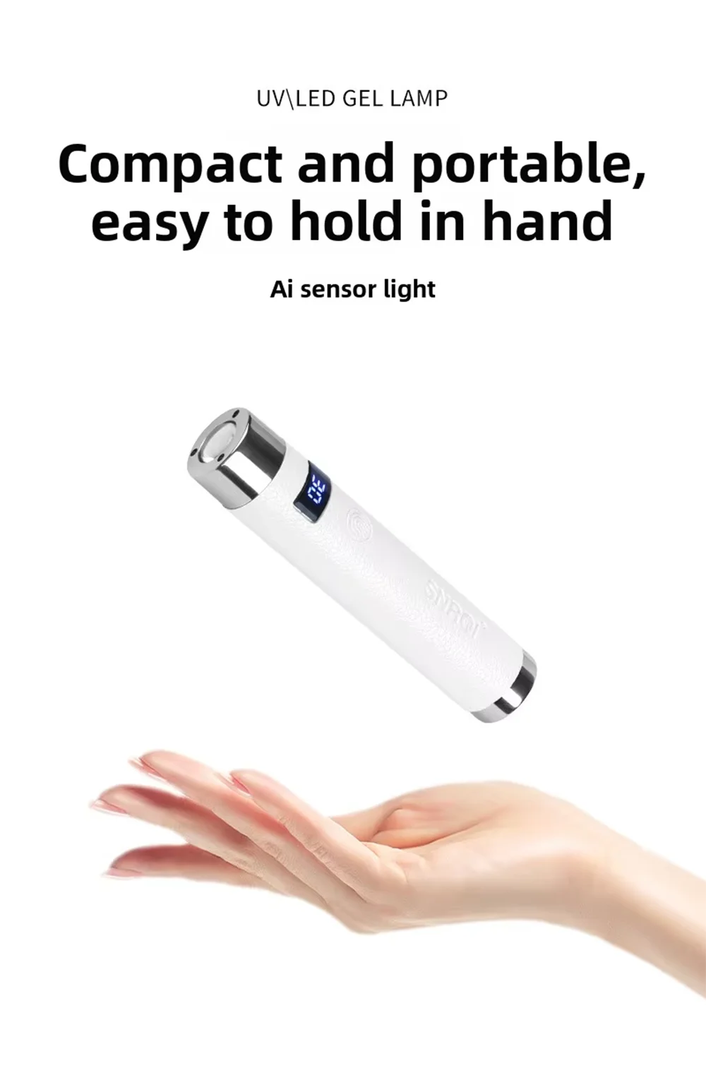 مصباح أظافر بمستشعر Ai، مصباح صغير LED بالأشعة فوق البنفسجية، مصباح لاسلكي قابل لإعادة الشحن لسطح المكتب وإضاءة تجفيف محمولة معالجة جميع جل الأظافر بسرعة