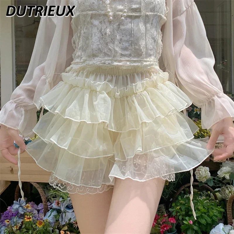 

Lolita Skirt Support Jk Multi-layer Fluffy Skirt Summer Leggings Safety Pants Fashion Casual Short High Waist Skirts for Women
