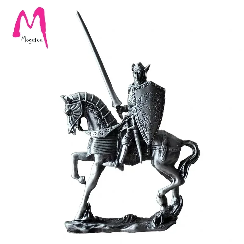 [MGT] Classical European medieval Tin Soldier Warrior Character Statue  Roman Soldier Sculpture Shield Siding  Home Decoration