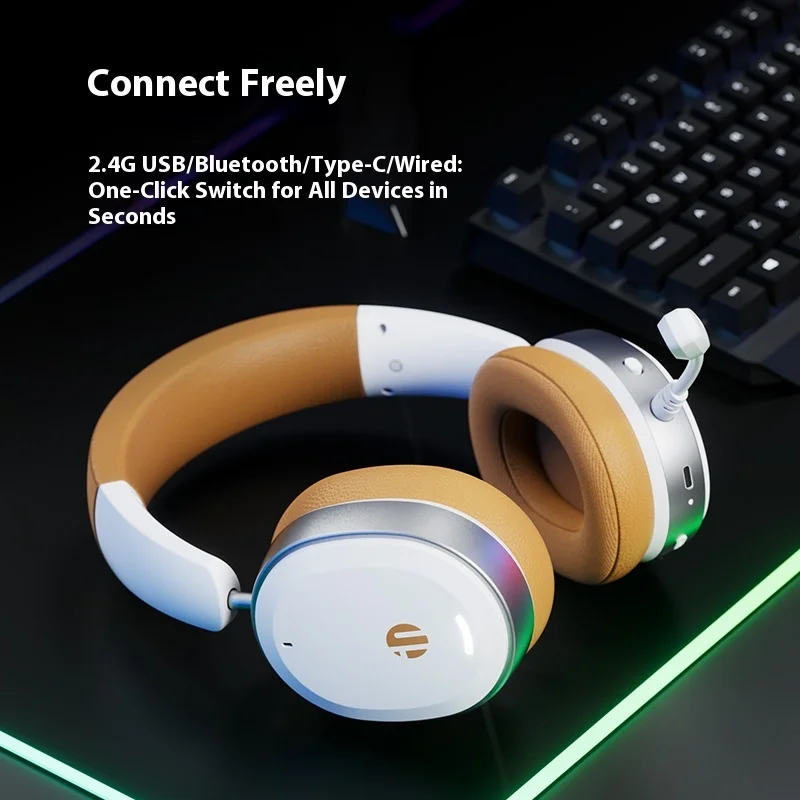 Inphic H9 سماعات بلوتوث لاسلكية إلغاء الضوضاء سماعات الألعاب 2000mah 50mm نطاق الصوت المتكلم ميكروفون قابل للفصل