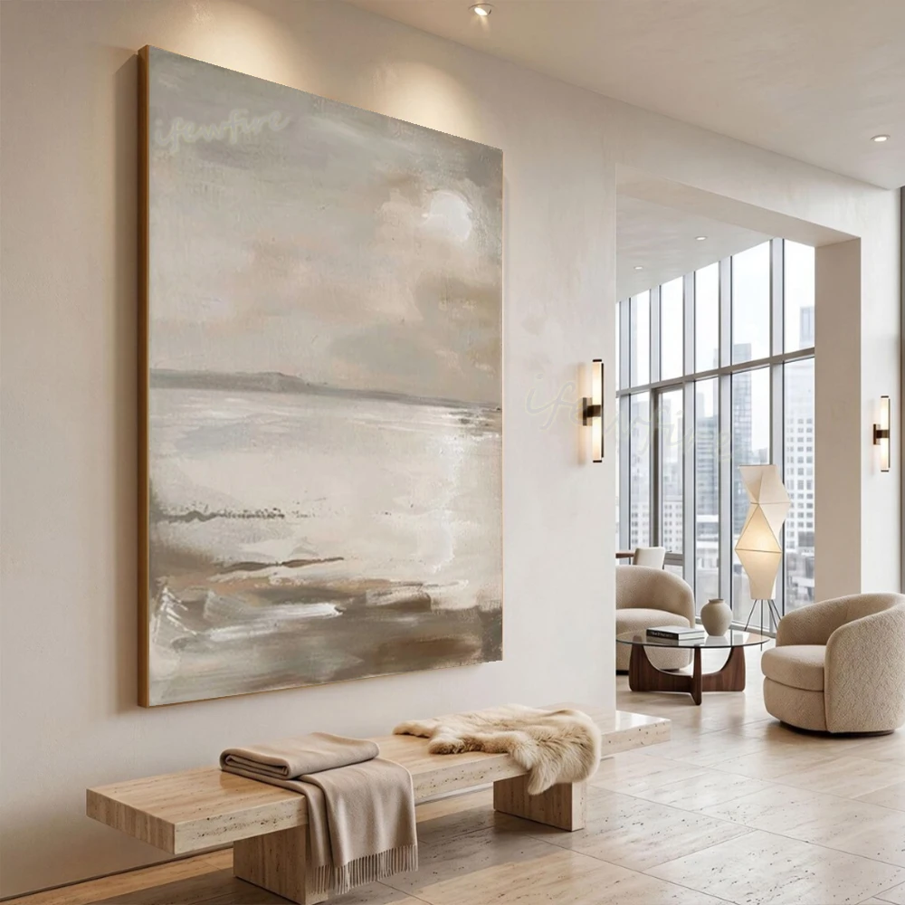 Modern Abstract Oil Painting on Canvas 100% Handmade Unique sea view Wall Mural Art Picture for Living Room Decor Image Artwork