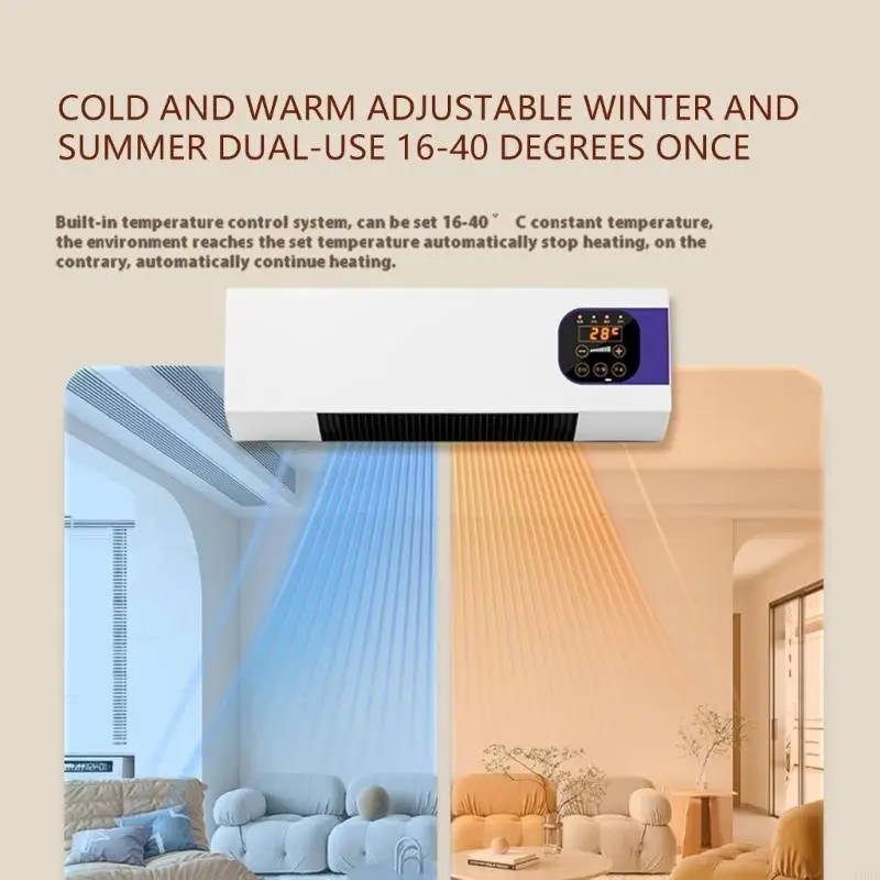   Wall Mounted Heating Machine Safety Electric Wall Mounted Heater Space Saving Nature Warm Wind with Remote Control